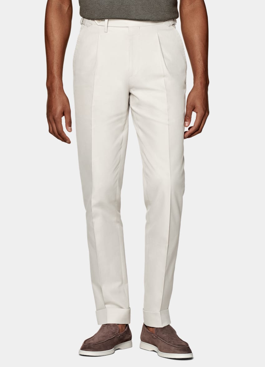 SUITSUPPLY Pure Cotton by E.Thomas, Italy Sand Pleated Vigo Trousers