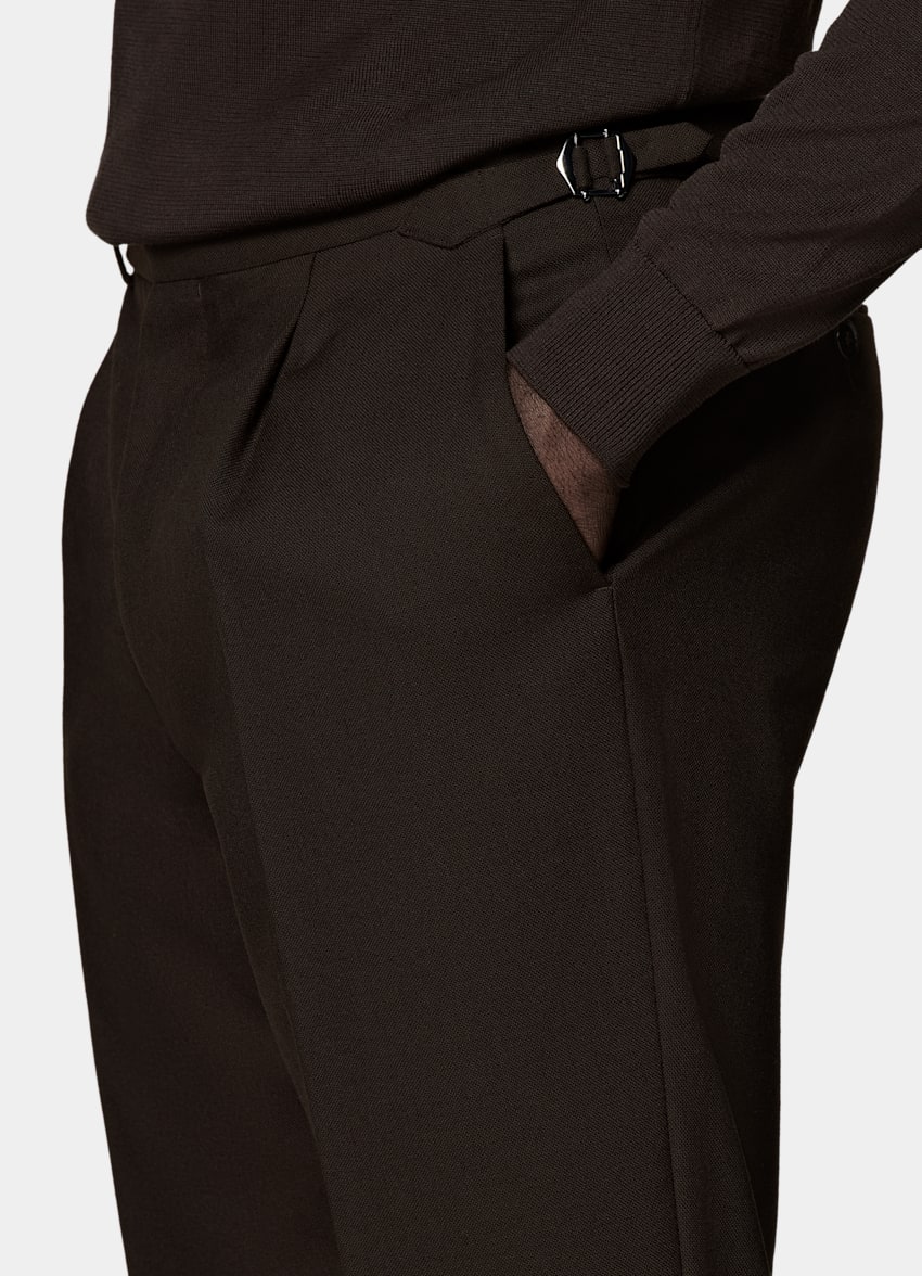 SUITSUPPLY Pura Traveller de 4 cabos de Rogna, Italia Pantalones Vigo marrón oscuro Slim Leg Tapered