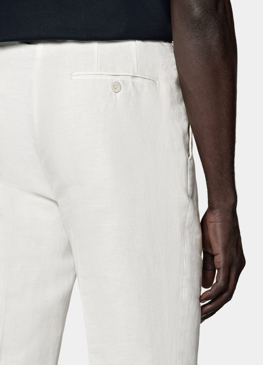 SUITSUPPLY Verano Lino y algodón de Di Sondrio, Italia Pantalones color crudo Straight Leg