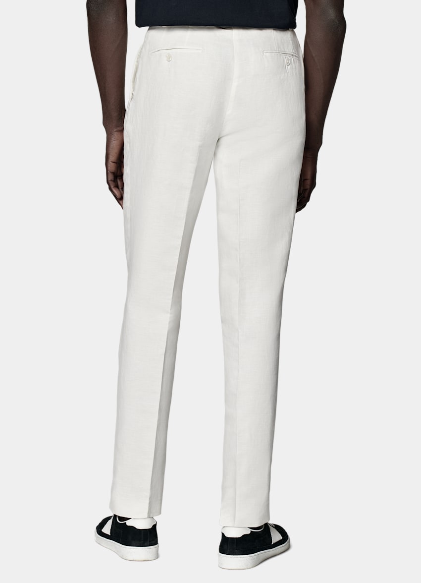 SUITSUPPLY Summer Linen Cotton by Di Sondrio, Italy Off-White Straight Leg Trousers