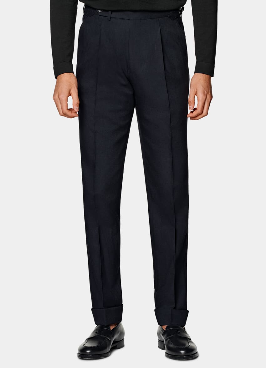  Navy Slim Leg Tapered Pants