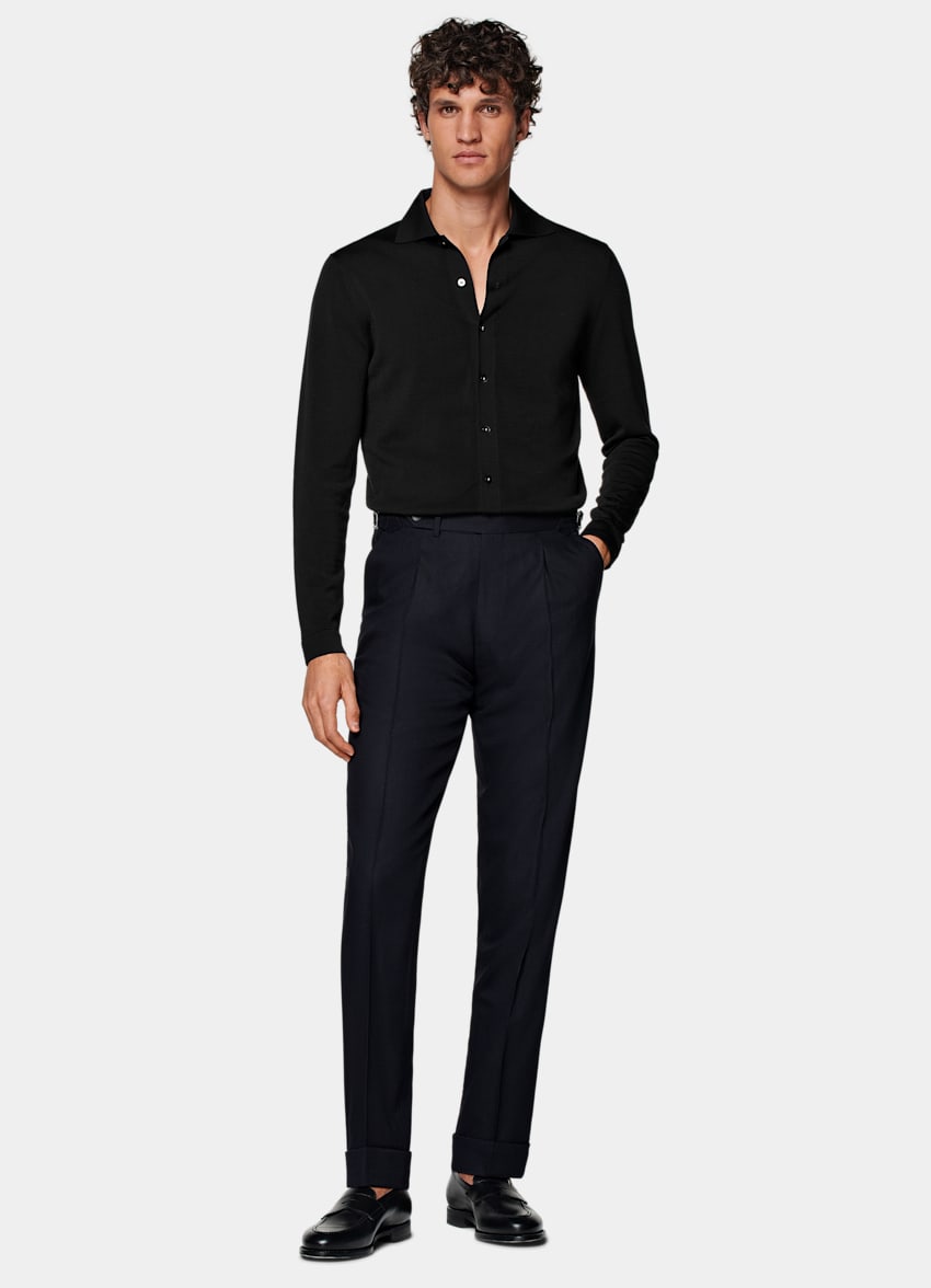  Navy Slim Leg Tapered Pants