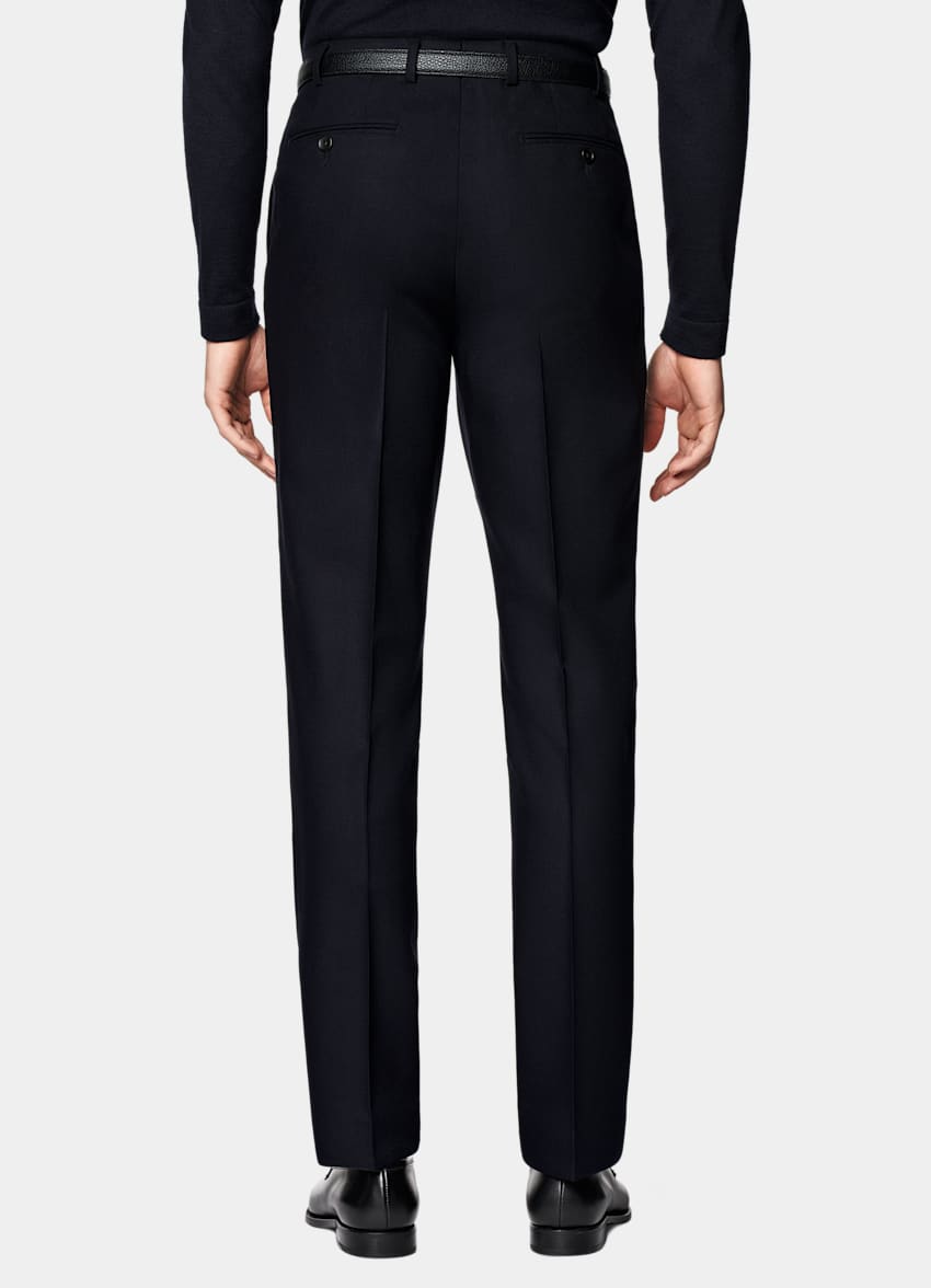 SUITSUPPLY All Season Pure 4-Ply Traveller Wool by Rogna, Italy Navy Straight Leg Trousers