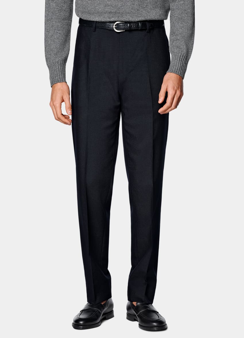 SUITSUPPLY All Season Pure 4-Ply Traveller Wool by Rogna, Italy Navy Straight Leg Suit Trousers