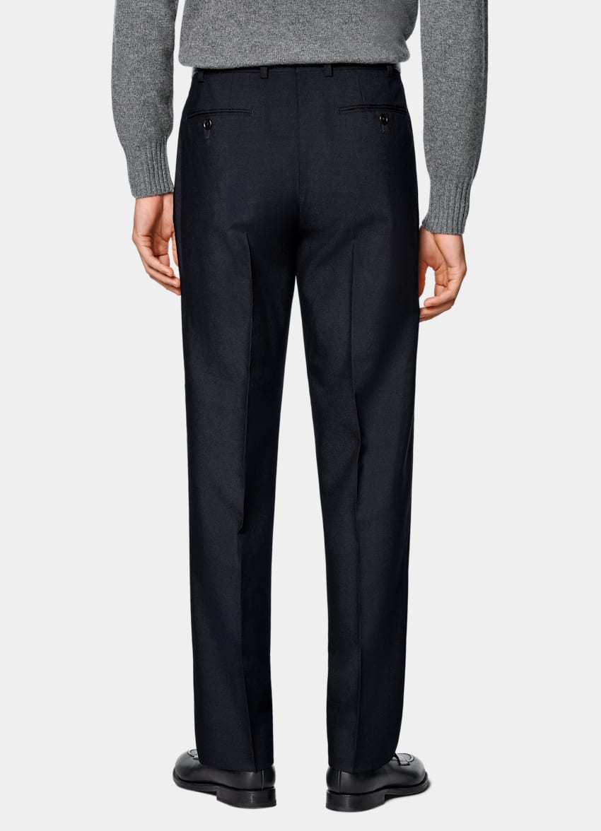SUITSUPPLY All Season Pure 4-Ply Traveller Wool by Rogna, Italy Navy Straight Leg Suit Trousers