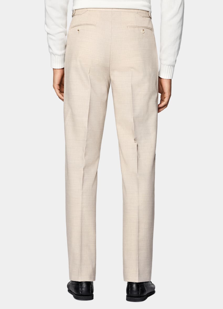 Sand Wide Leg Tapered Suit Pants
