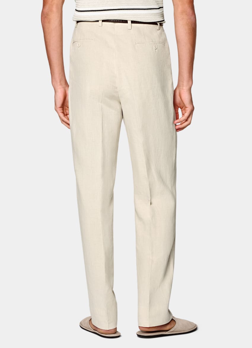SUITSUPPLY &Eacute;t&eacute; Pur lin par Libeco, Belgique Pantalon de costume Wide Leg Straight sable