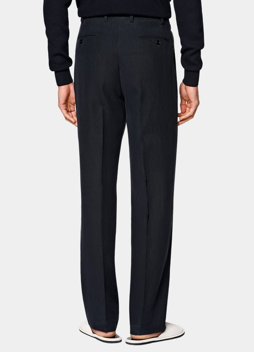 SUITSUPPLY Summer Pure Linen fr&aring;n Libeco, Belgien Navy Wide Leg Straight Suit Trousers