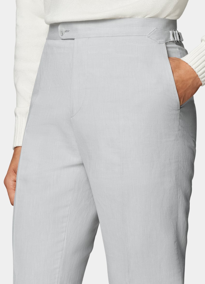 SUITSUPPLY Linen Cotton by Di Sondrio, Italy Light Grey Brescia Trousers