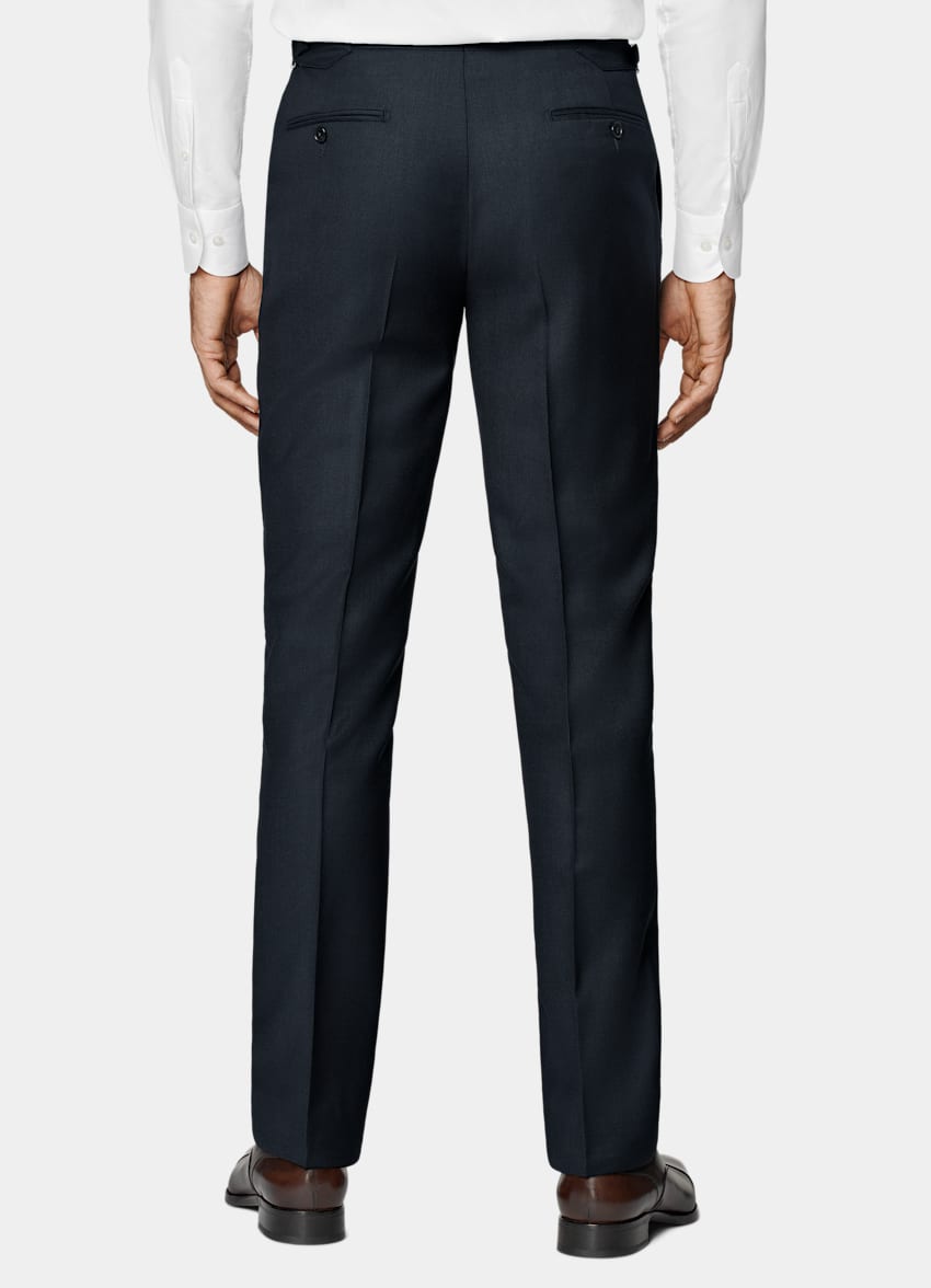 SUITSUPPLY Pure Wool by Reda, Italy Navy Bird's Eye Slim Leg Straight Suit Trousers