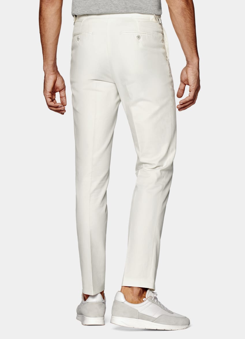 SUITSUPPLY Pure Cotton by E.Thomas, Italy  Off-White Slim Leg Straight Pants