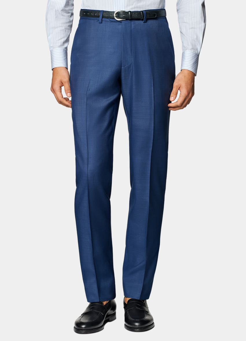 SUITSUPPLY Pure S110's Wool by Vitale Barberis Canonico, Italy Mid Blue Slim Leg Straight Suit Trousers