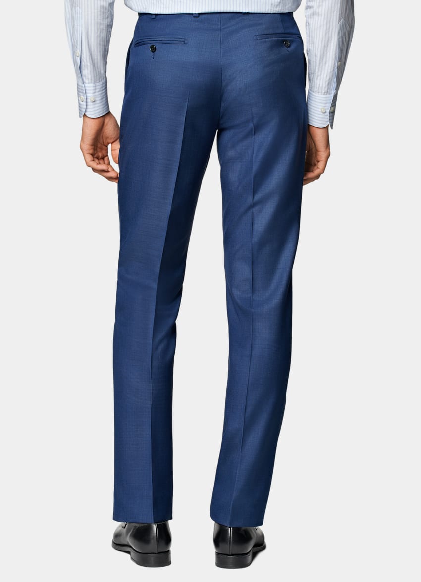SUITSUPPLY Pura lana S110s de Vitale Barberis Canonico, Italia Pantalones de traje Brescia azul intermedio Slim Leg Straight