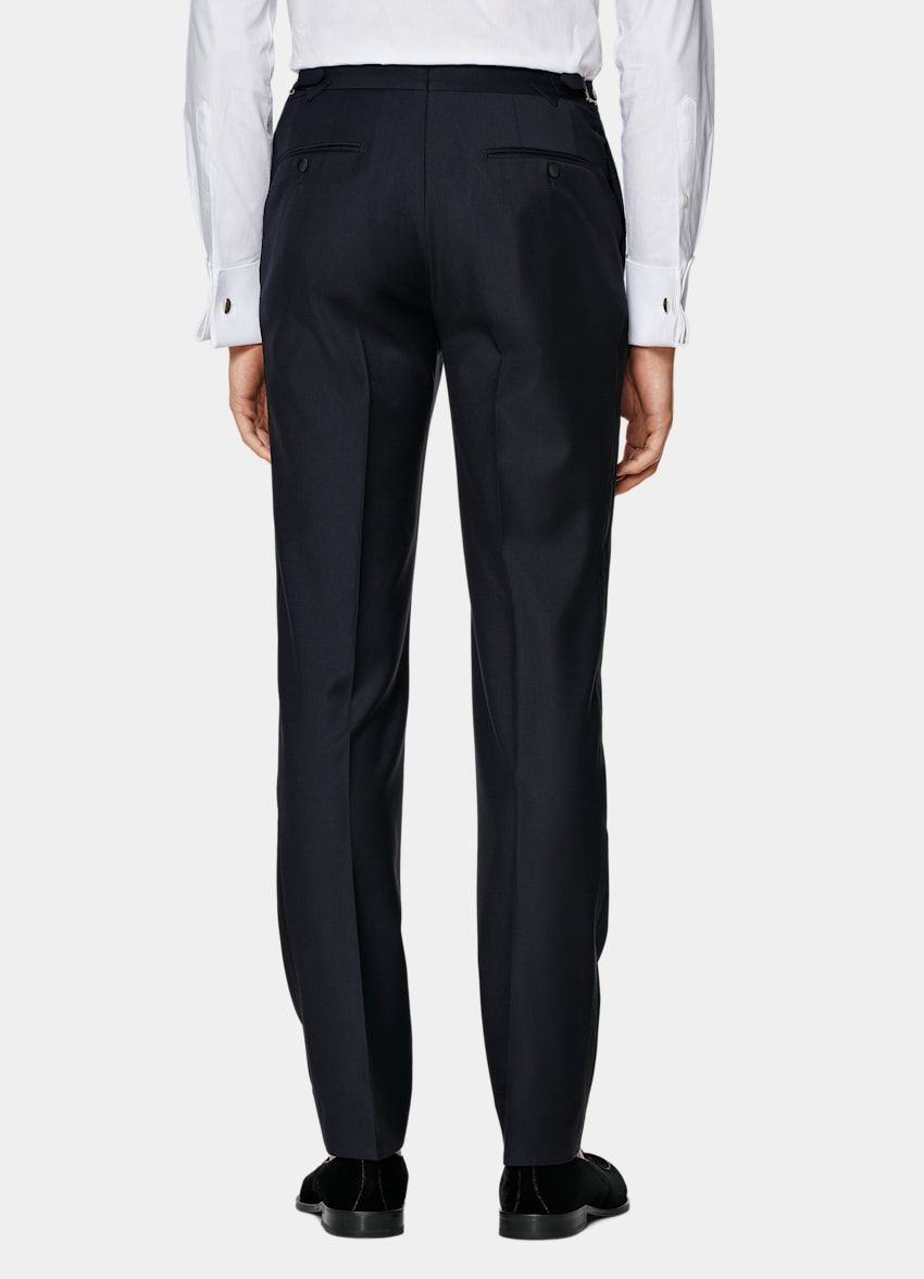 SUITSUPPLY Pure S110's Wool by Vitale Barberis Canonico, Italy Navy Slim Leg Straight Tuxedo Trousers