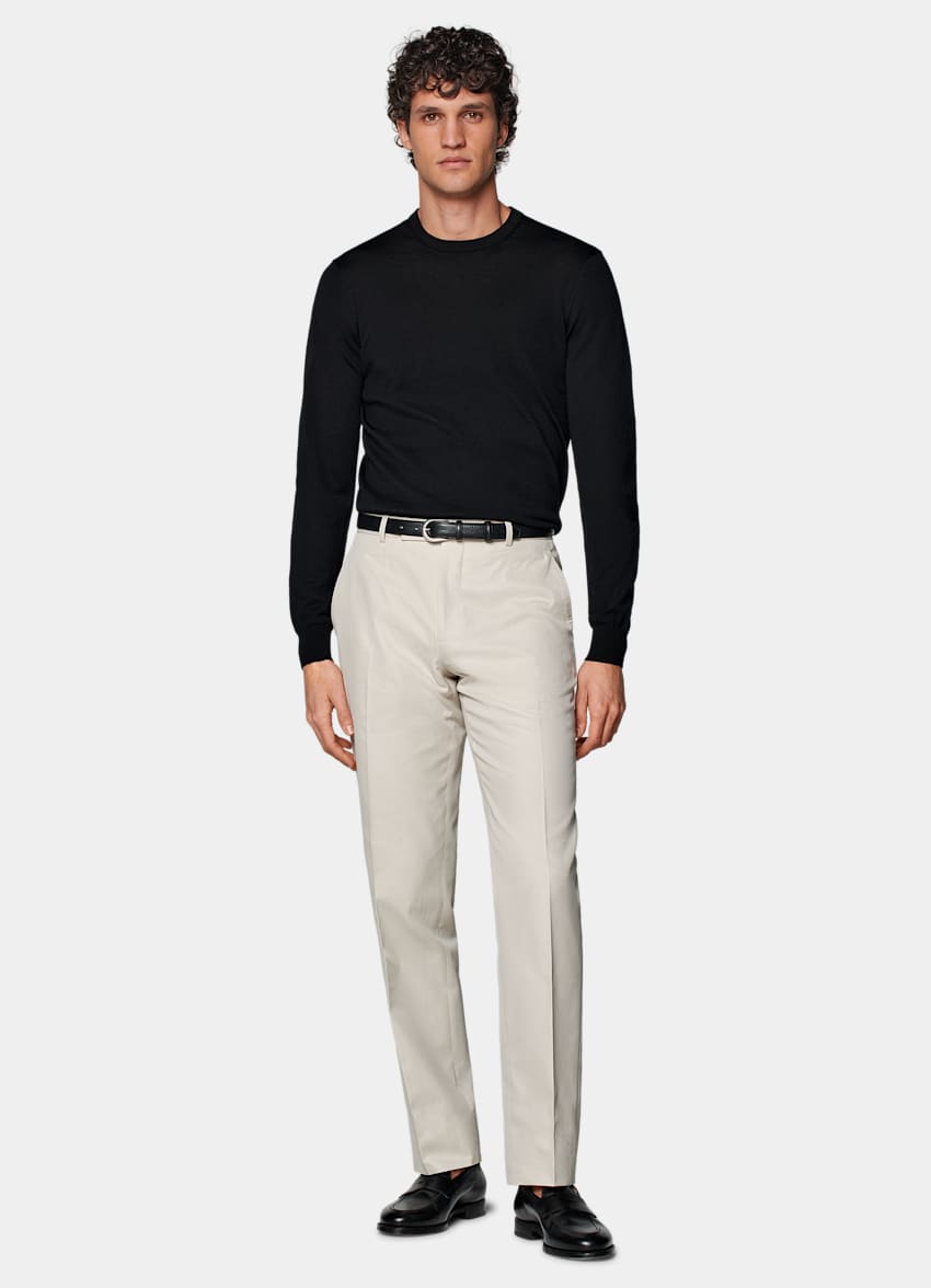 SUITSUPPLY Summer Pure Cotton by E.Thomas, Italy Sand Straight Leg Trousers