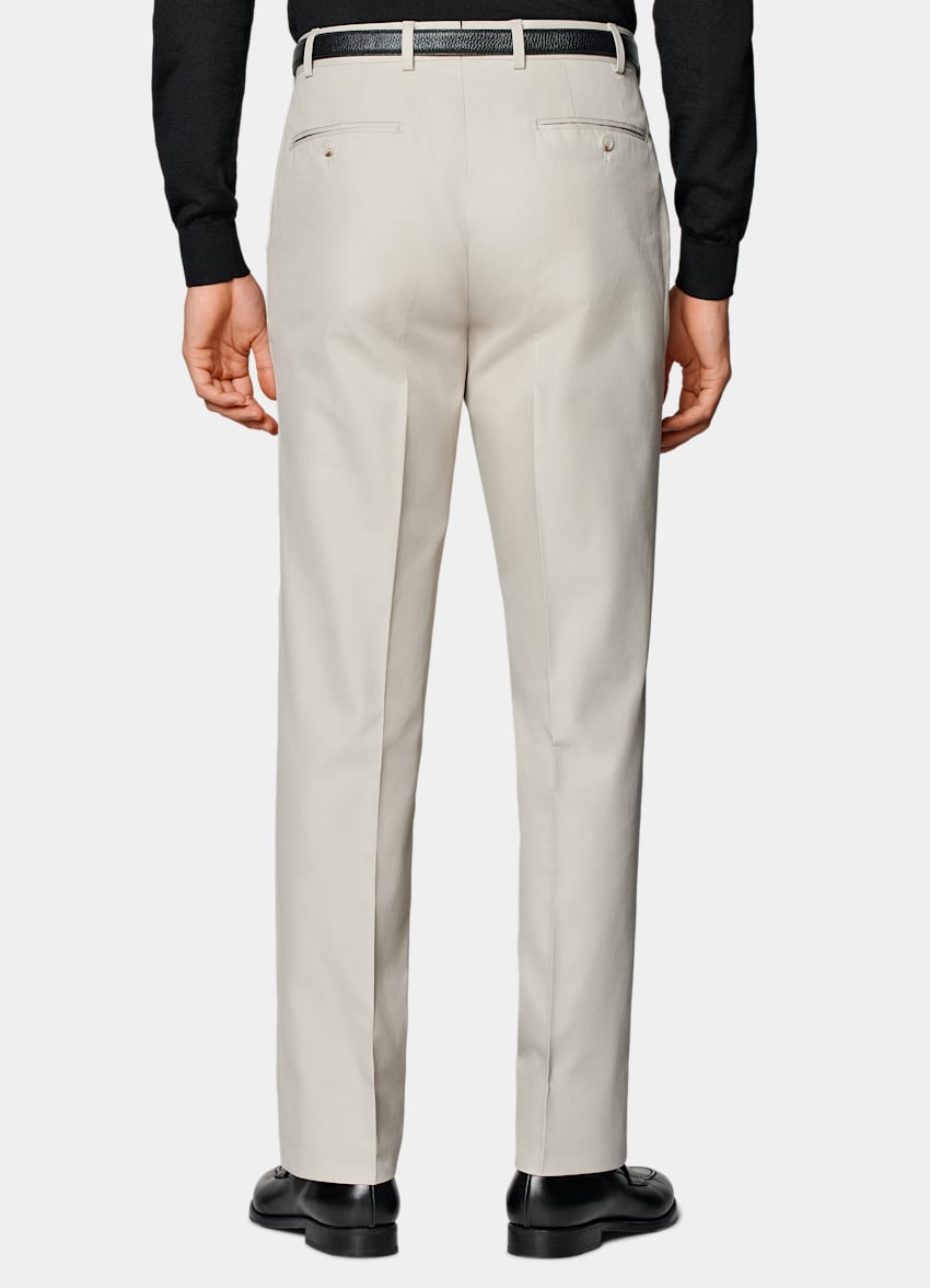 SUITSUPPLY Pure Cotton by E.Thomas, Italy Sand Straight Leg Trousers