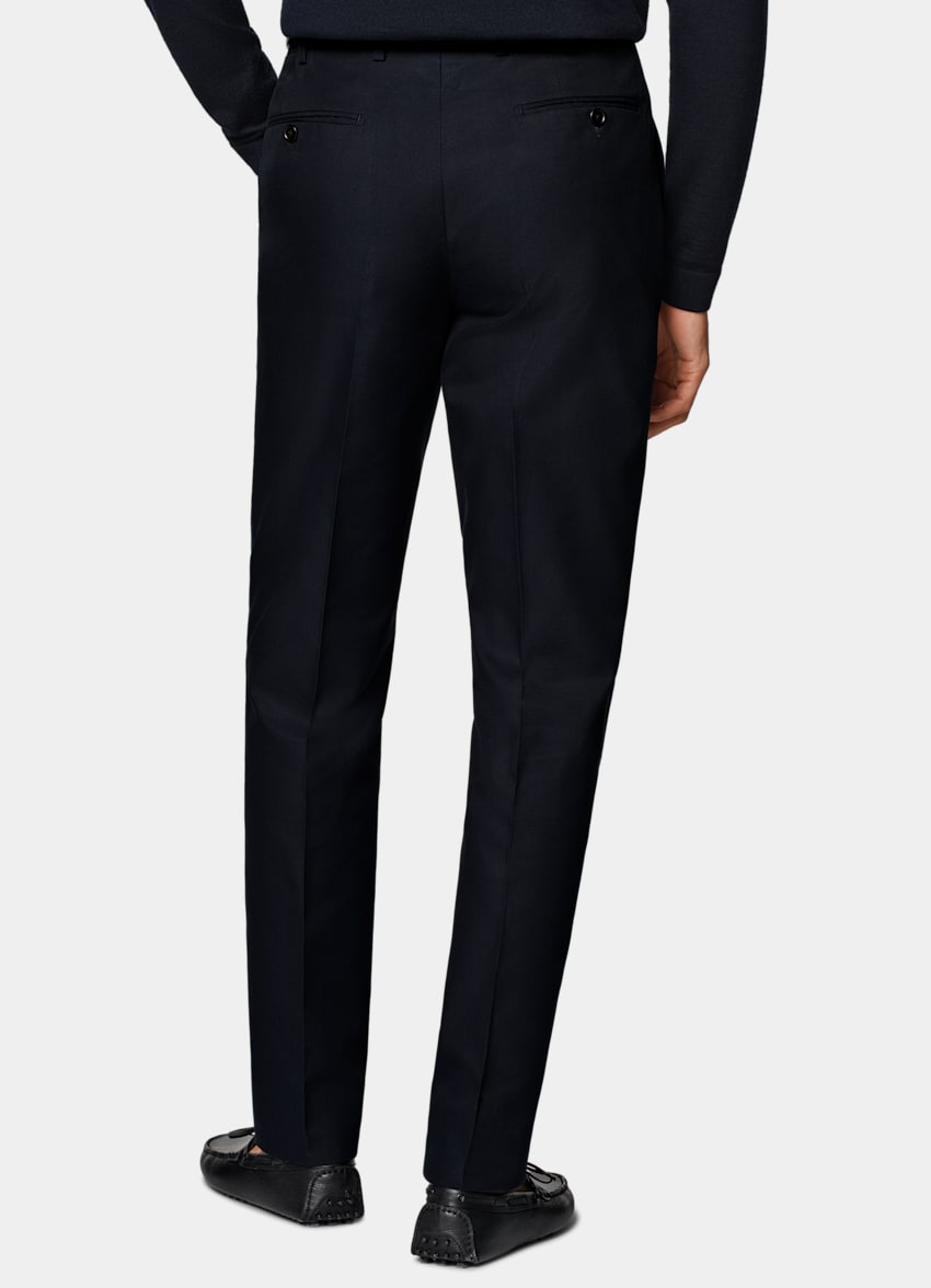 SUITSUPPLY Summer Pure Cotton by E.Thomas, Italy Navy Straight Leg Trousers