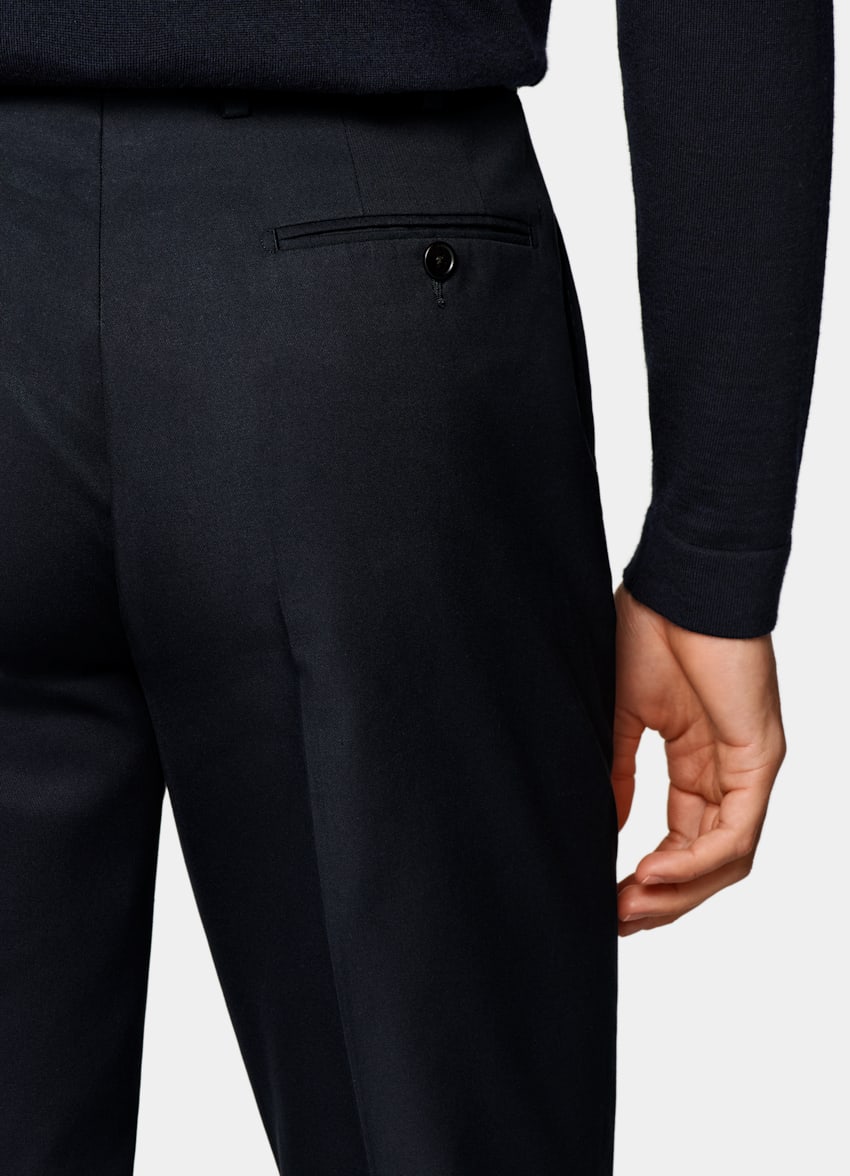 SUITSUPPLY Pure Cotton by E.Thomas, Italy Navy Straight Leg Trousers