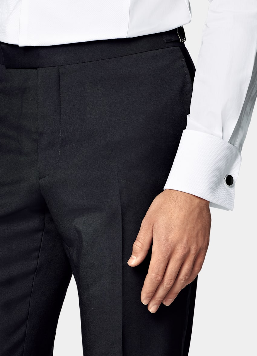 SUITSUPPLY All Season Pure S110's Wool by Vitale Barberis Canonico, Italy Navy Slim Leg Straight Tuxedo Trousers