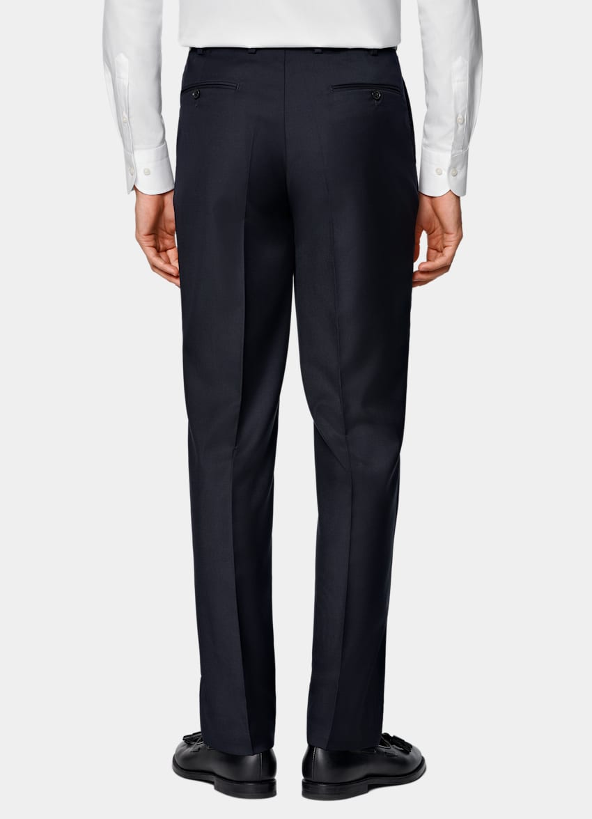 Navy Slim Leg Straight Suit Trousers