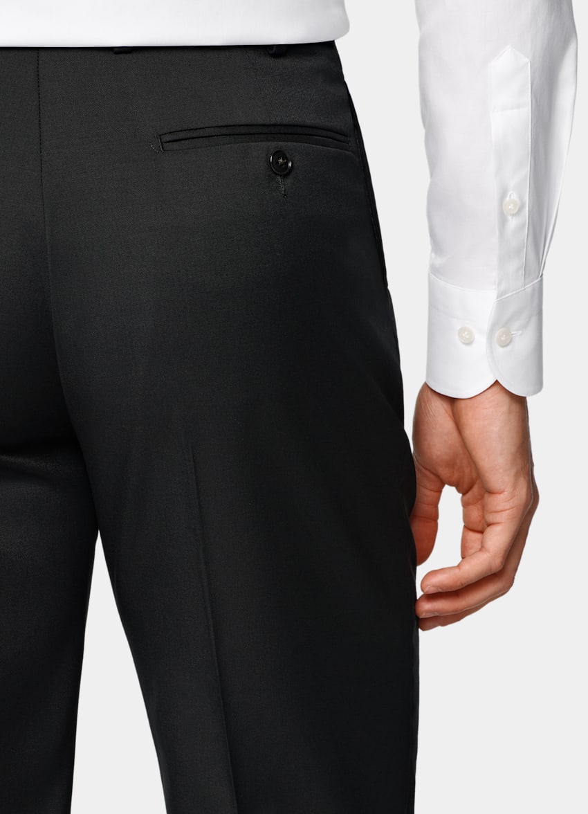 SUITSUPPLY All Season Pure Wool by Reda, Italy Black Perennial Slim Leg Straight Suit Trousers