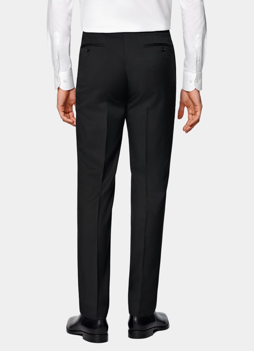Black Slim Leg Straight Suit Trousers