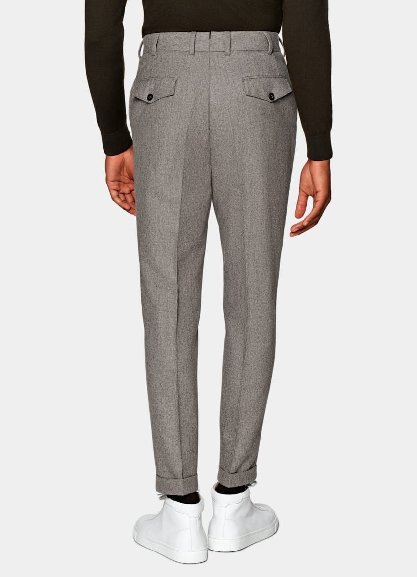 SUITSUPPLY Circular Wool Flannel by Vitale Barberis Canonico, Italy Taupe Blake Trousers