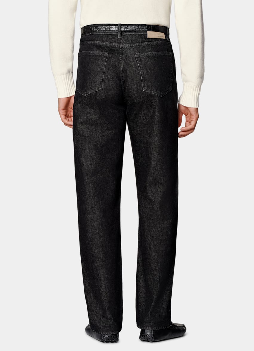 SUITSUPPLY All Season Selvedge Denim by Candiani, Italy  Dark Grey Straight Leg Jeans