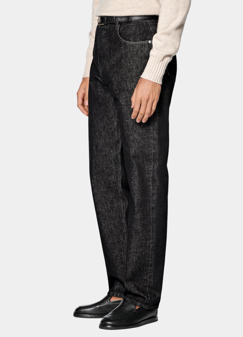 Dark Grey Straight Leg Tapered Jeans in Pure Cotton | SUITSUPPLY Dark Grey Straight Leg Tapered Jeans in Pure Cotton | SUITSUPPLY