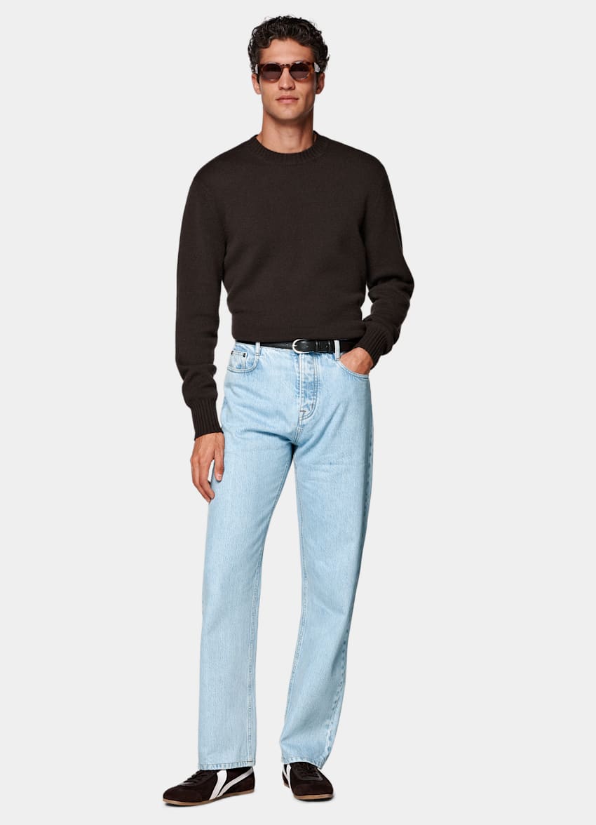 SUITSUPPLY All season Pur coton par Candiani, Italie Jean Straight Leg bleu clair