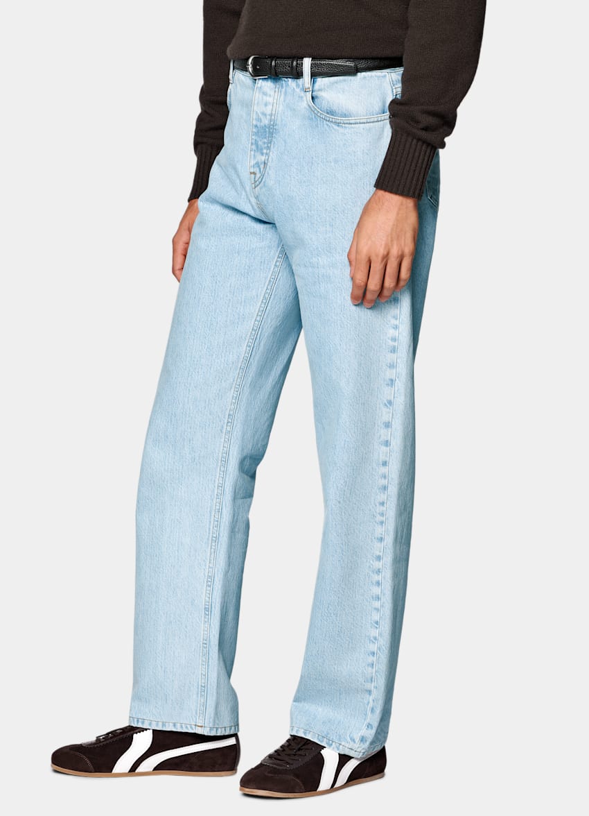 SUITSUPPLY All season Pur coton par Candiani, Italie Jean Straight Leg bleu clair
