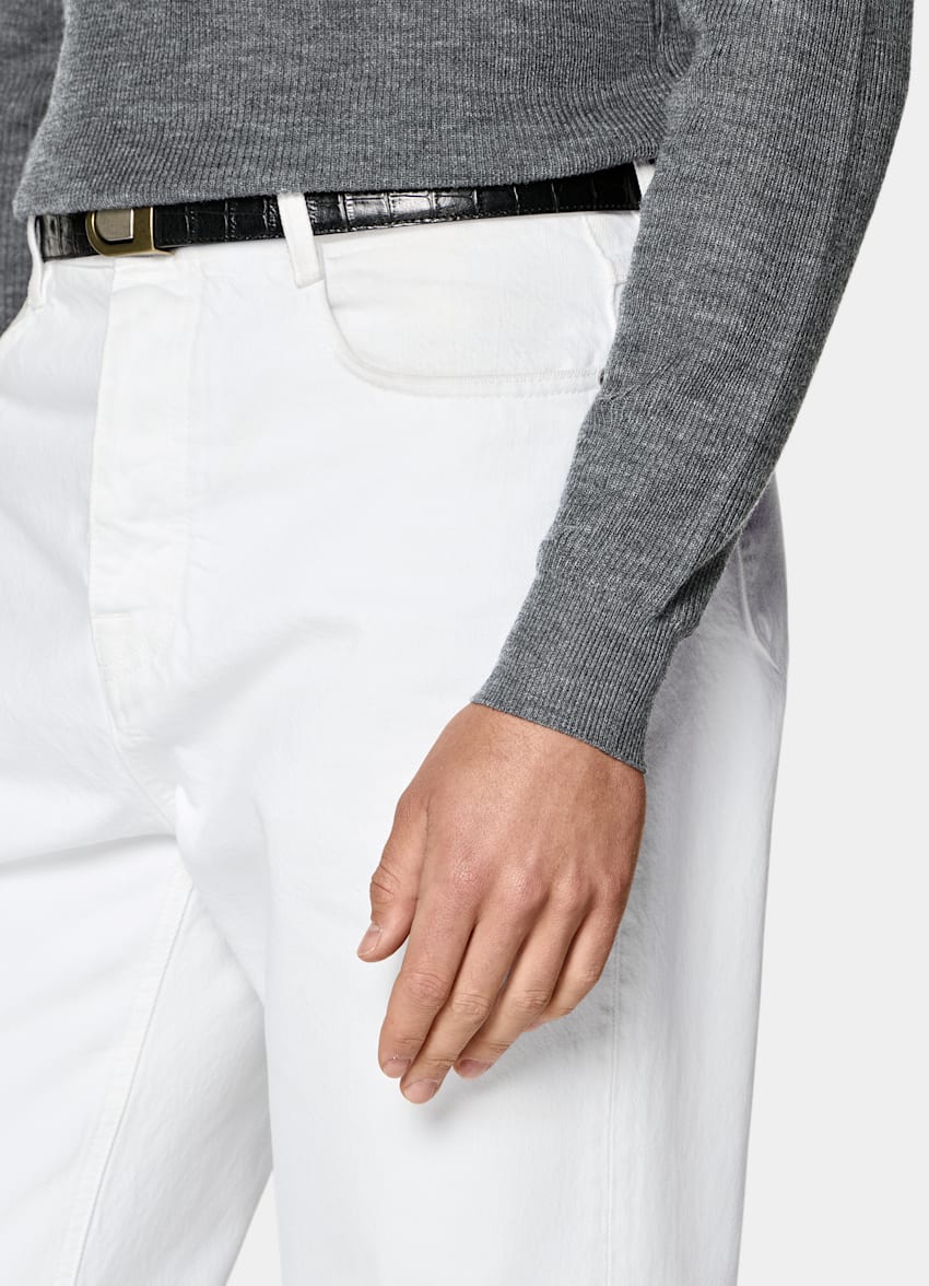 SUITSUPPLY All season Reine Baumwolle von Candiani, Italien Jeans wei&szlig; Straight Leg