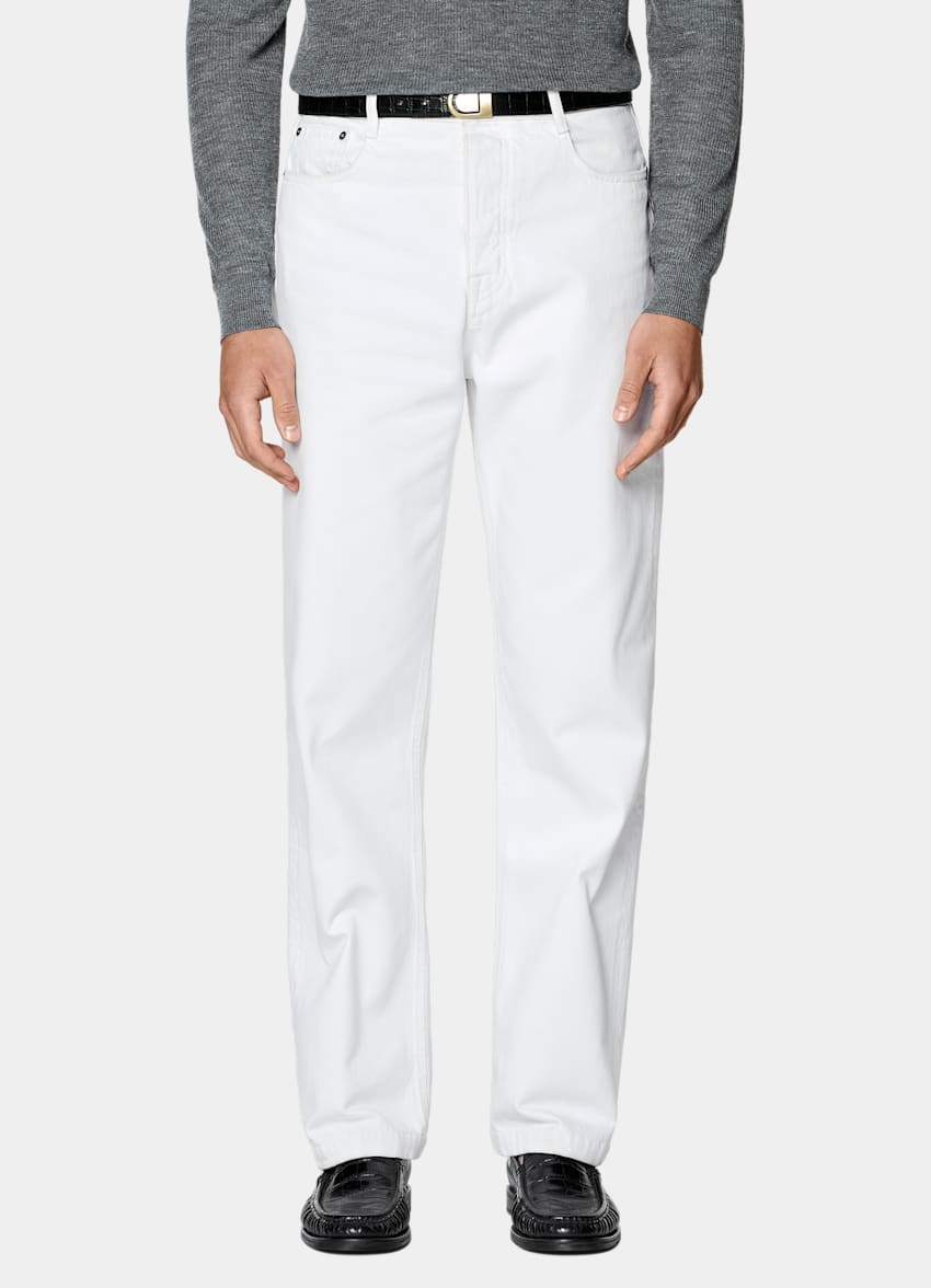 SUITSUPPLY All season Reine Baumwolle von Candiani, Italien Jeans wei&szlig; Straight Leg