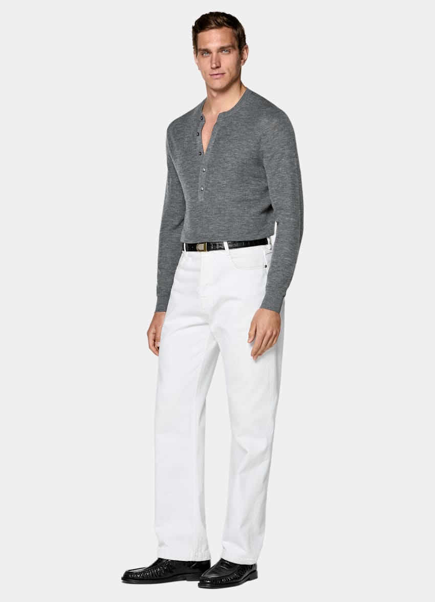 SUITSUPPLY All season Reine Baumwolle von Candiani, Italien Jeans wei&szlig; Straight Leg