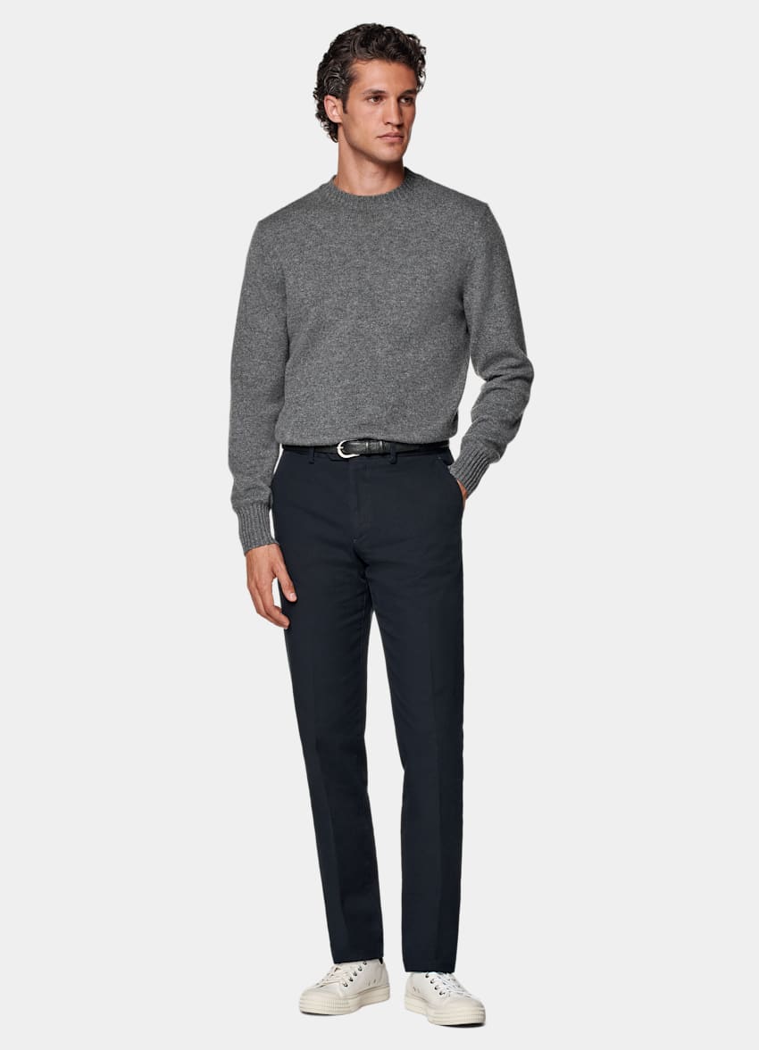 SUITSUPPLY All season Coton stretch - Cervotessile, Italie Chino Slim Leg Straight bleu marine