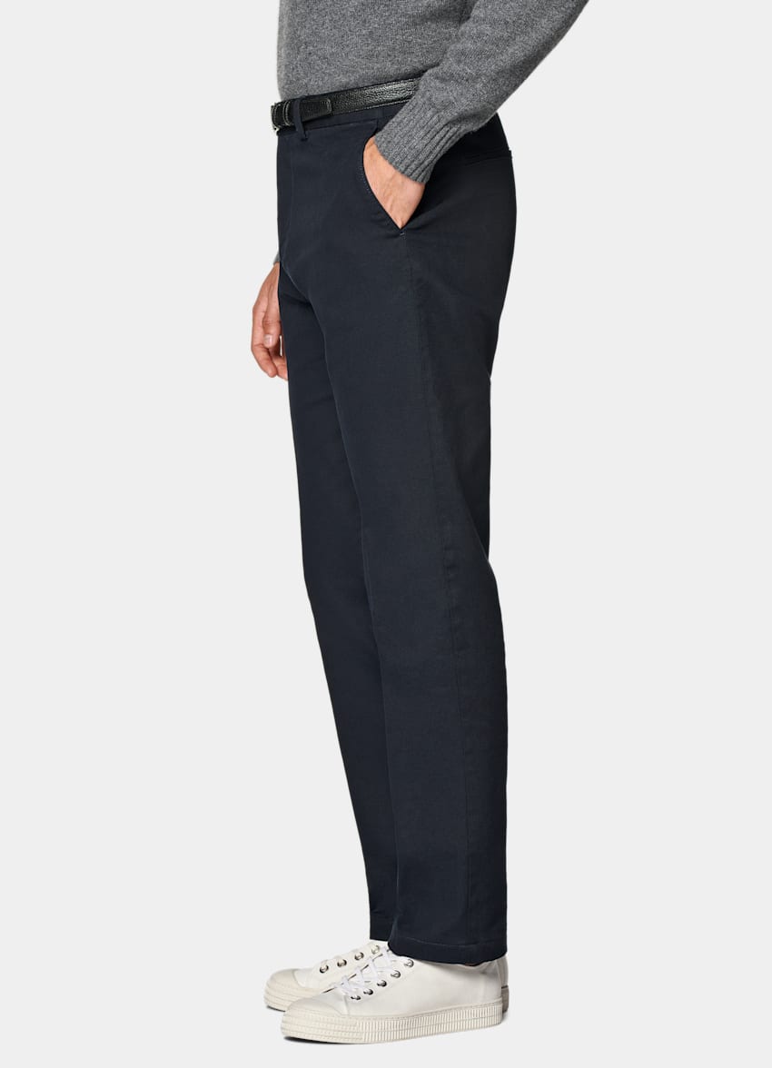 SUITSUPPLY All season Coton stretch - Cervotessile, Italie Chino Slim Leg Straight bleu marine