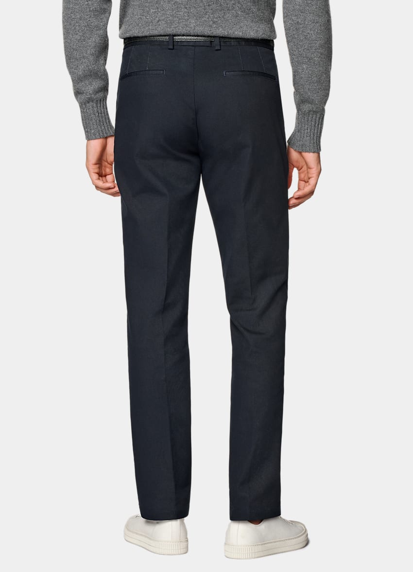 SUITSUPPLY All Season Stretch Cotton by Cervotessile, Italy Navy Slim Leg Straight Chinos