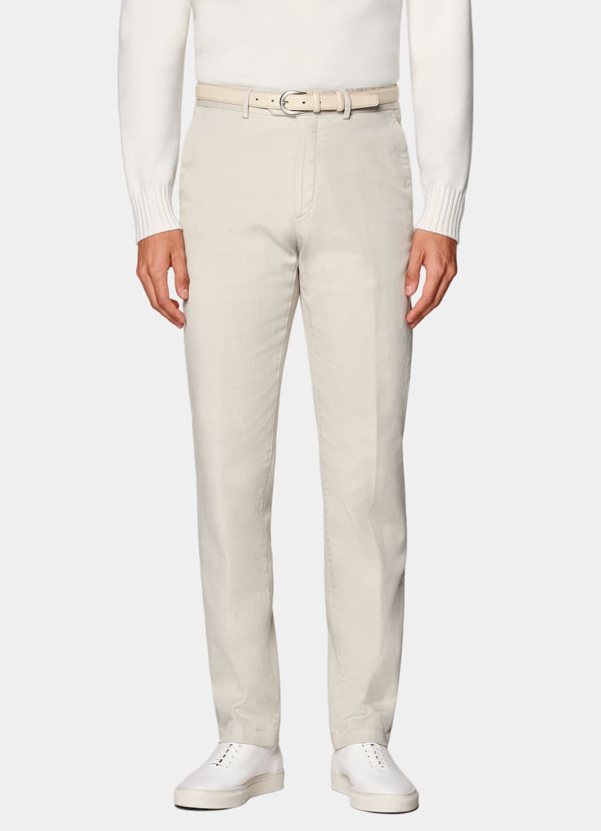 SUITSUPPLY All Season Stretch Cotton by Cervotessile, Italy Sand Slim Leg Straight Chinos