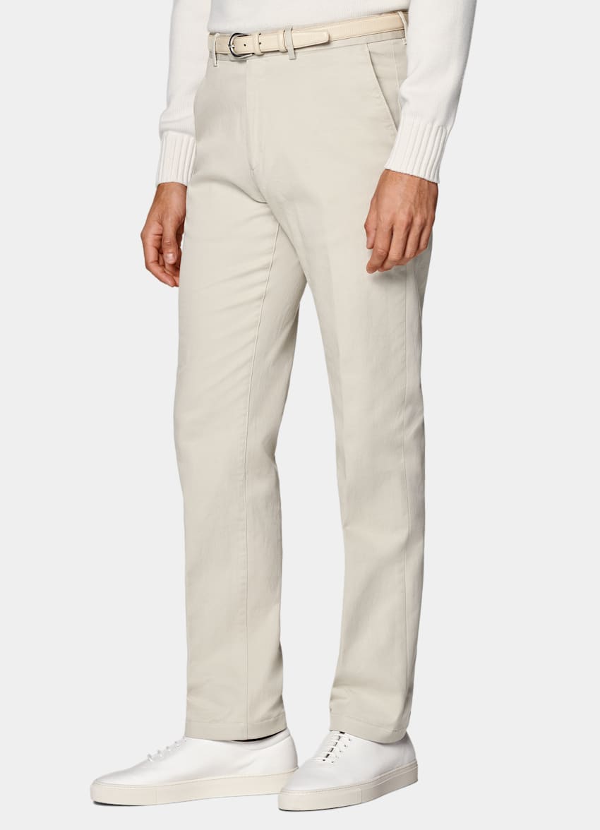 SUITSUPPLY All Season Stretch Cotton by Cervotessile, Italy Sand Slim Leg Straight Chinos