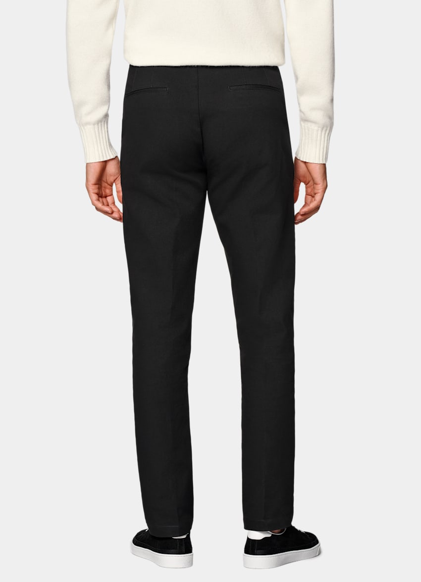 SUITSUPPLY All Season Stretch Cotton by Cervotessile, Italy Black Slim Leg Straight Chinos