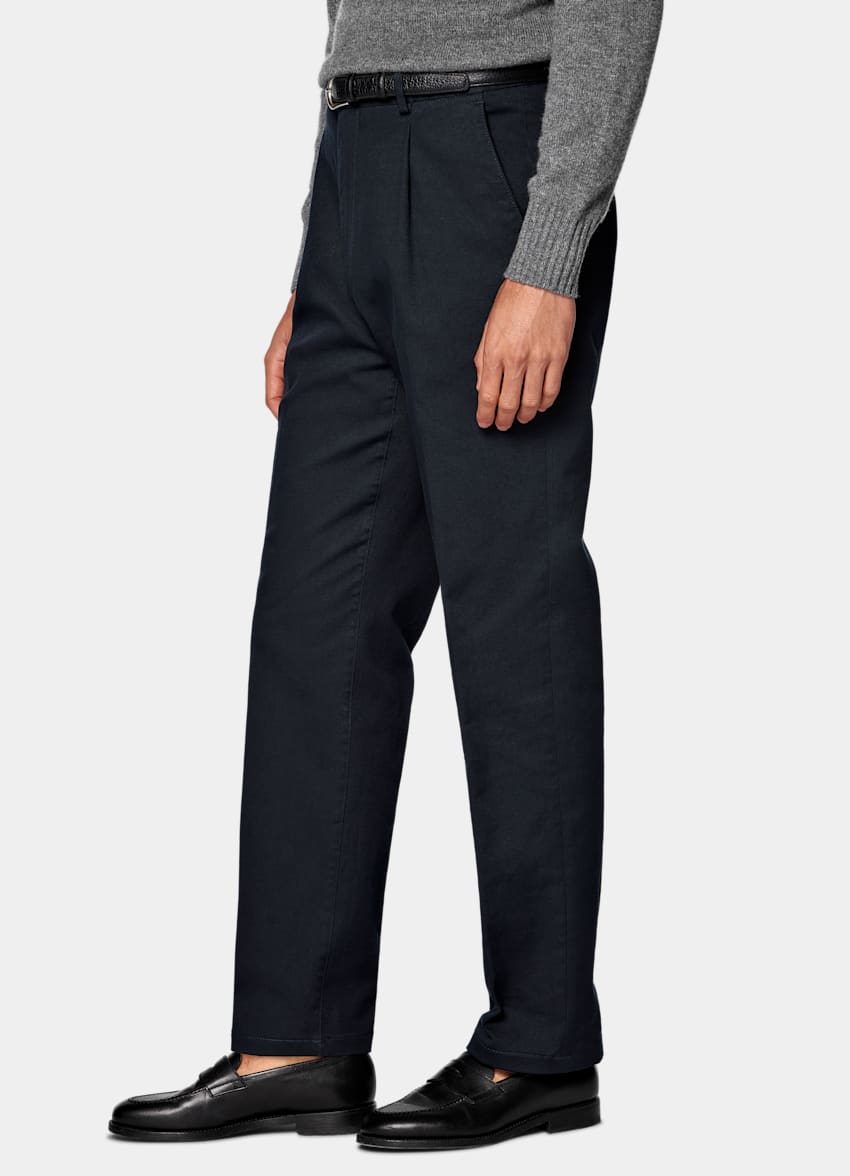 SOUMO BIG TUCK CHINO サイズ01 NAVY SOUMO BIG TUCK CHINO サイズ01 NAVY Buy Navy Blue Slim Fit