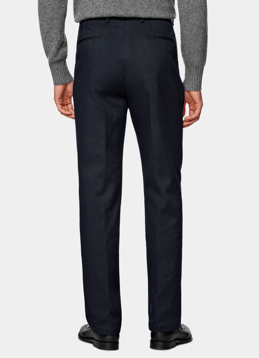 Navy Wide Leg Tapered Chinos