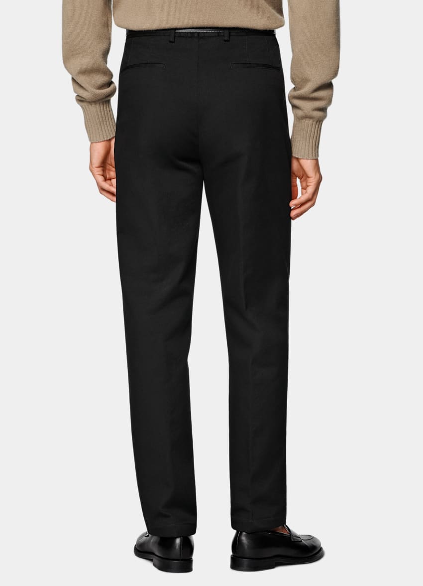 Black Wide Leg Tapered Chinos