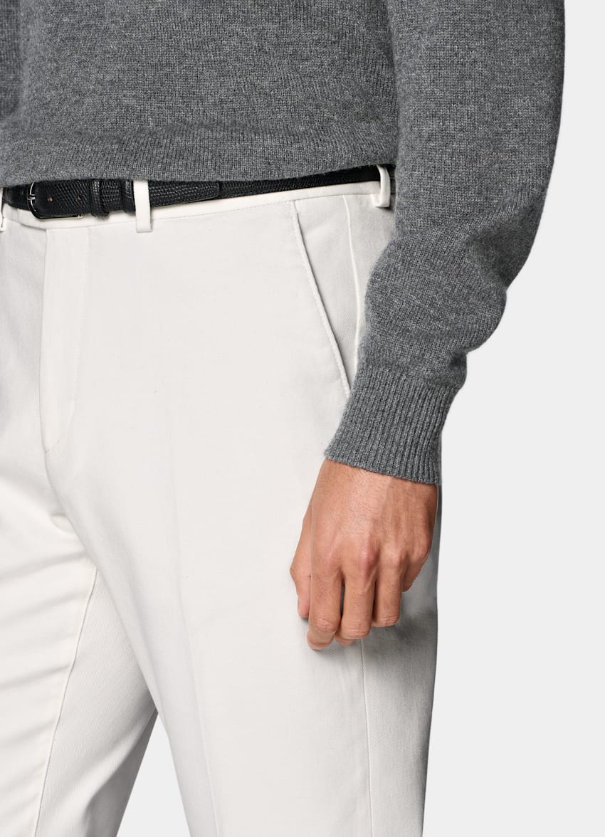 SUITSUPPLY All season Stretch-Baumwolle von Cervotessile, Italien Chino off-white Slim Leg Straight