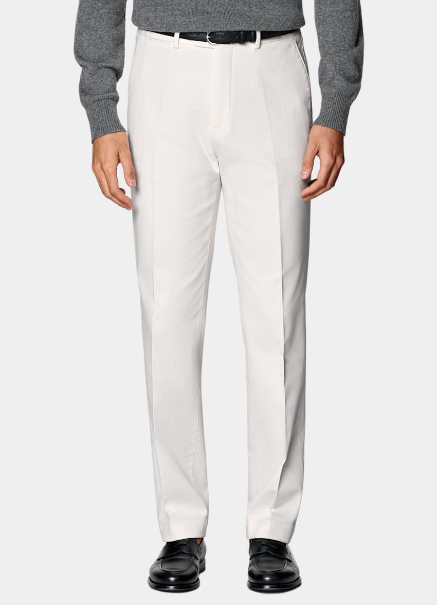 SUITSUPPLY All season Stretch-Baumwolle von Cervotessile, Italien Chino off-white Slim Leg Straight