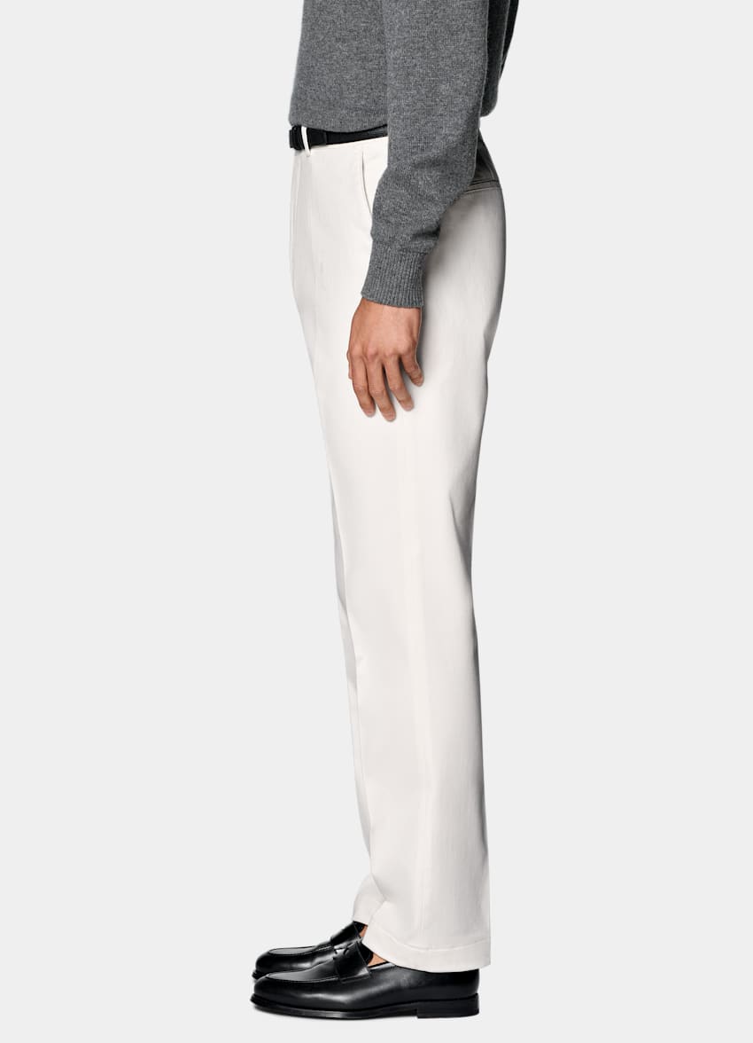 SUITSUPPLY All season Stretch-Baumwolle von Cervotessile, Italien Chino off-white Slim Leg Straight