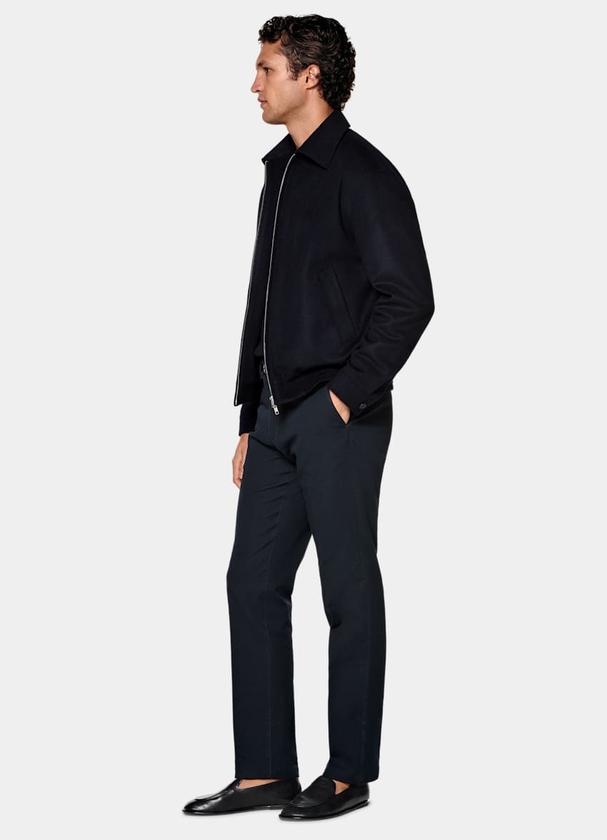 SUITSUPPLY All Season Stretch Cotton by Cervotessile, Italy Navy Slim Leg Straight Chinos