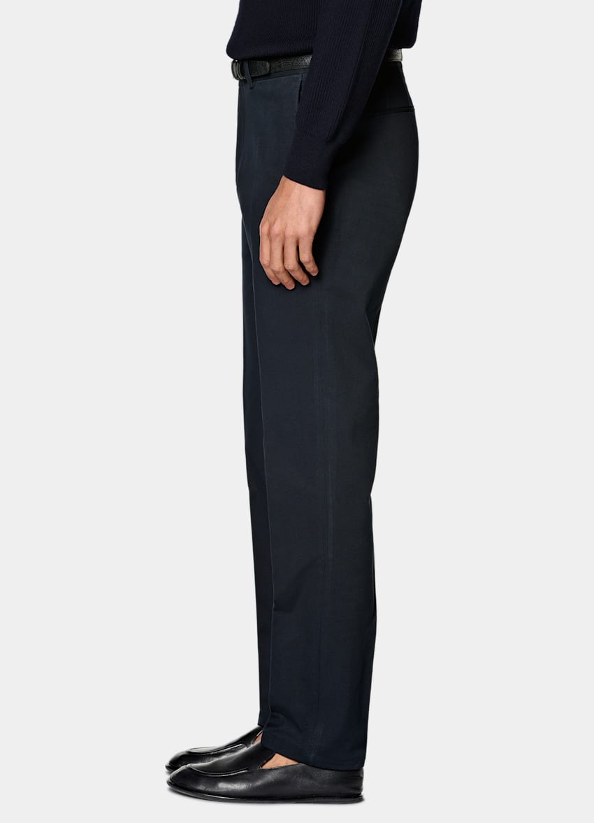 SUITSUPPLY All Season Stretch Cotton by Cervotessile, Italy Navy Slim Leg Straight Chinos