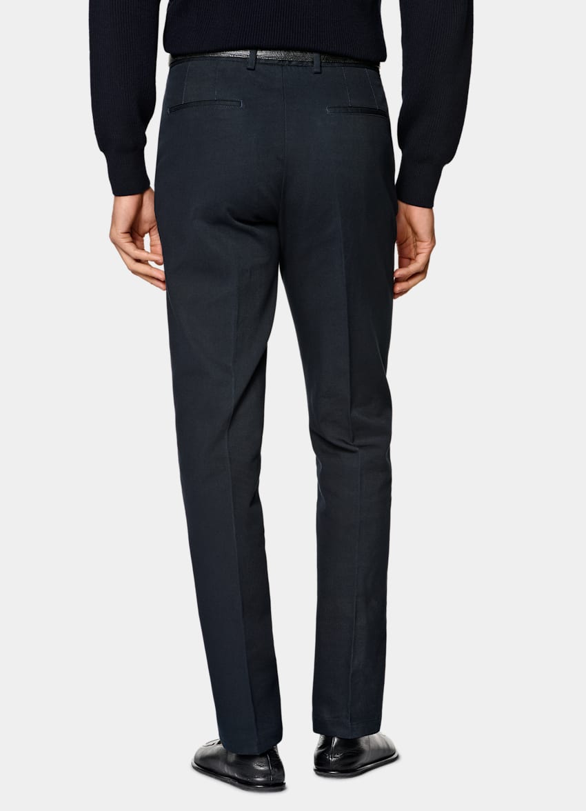 Navy Slim Leg Straight Chinos