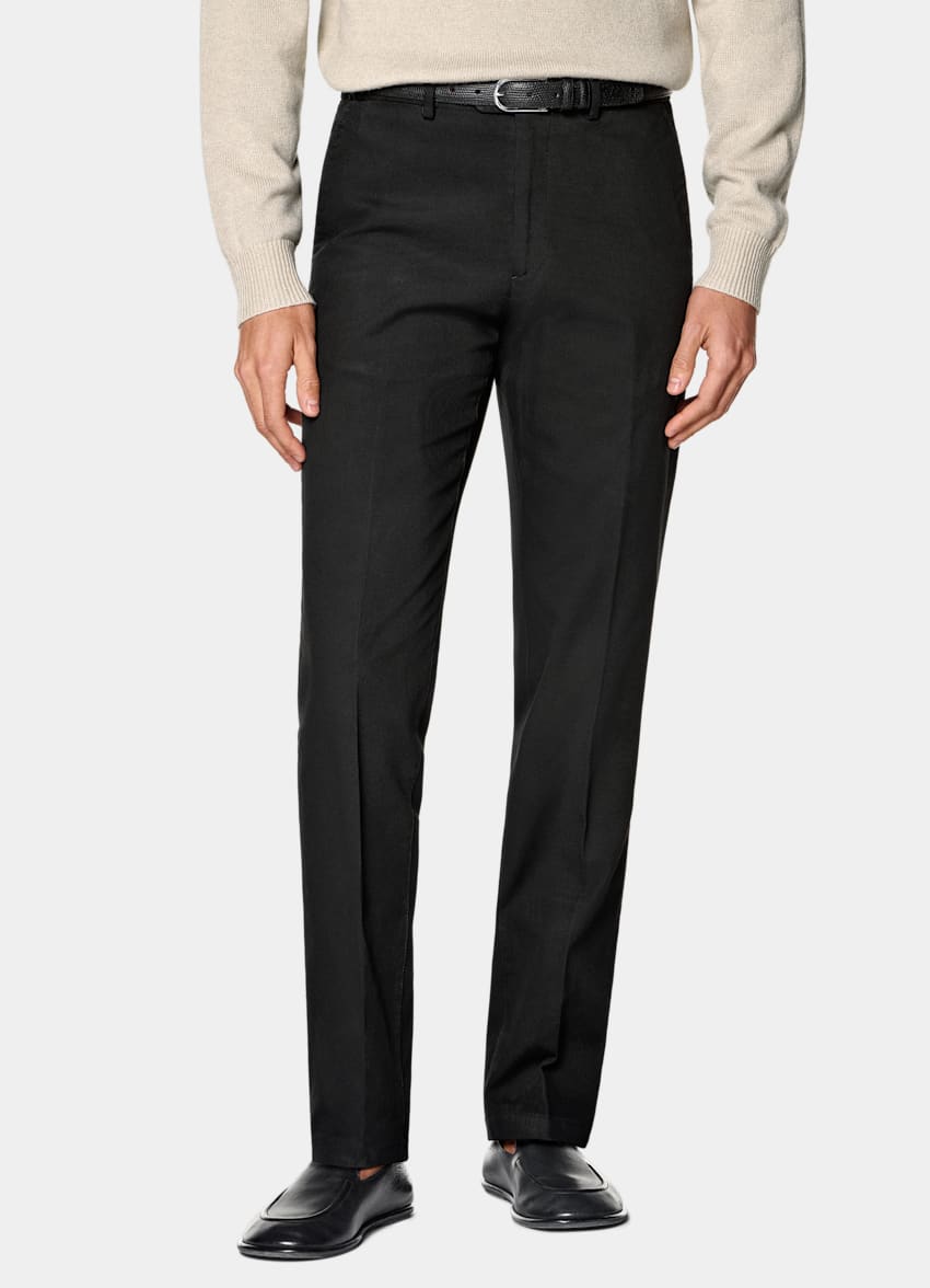 SUITSUPPLY All season Coton stretch par Cervotessile, Italie Chino Slim Leg Straight noir